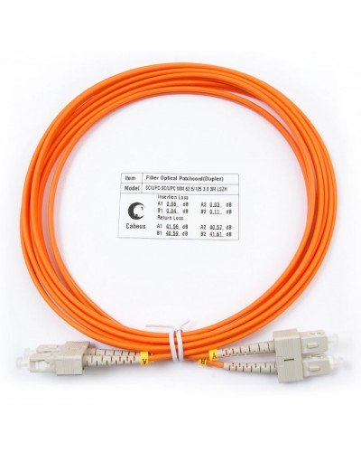 Шнур оптический duplex SC-SC 62,5/125 mm 3м LSZH Cabeus FOP-62-SC-SC-3m в Октябрьском Патч-корды оптические Pintop.ru