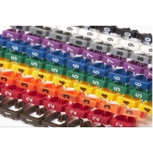 Маркеры (клипсы) на кабель, защелкивающиеся D 6-7мм, "0"-"9", 10 цветов (100 шт) Hyperline MA-67-R