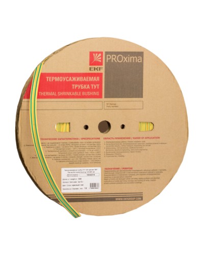 Термоусаживаемая трубка ТУТ нг 16/8 жел-зел рулон EKF PROxima (tut-16-yg) в Октябрьском Аксессуары для кабель-канала Pintop.ru