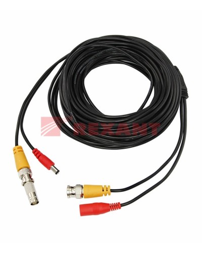 Шнур соединительный BNC-BNC для систем видеонаблюдения, с питанием (DC) от камеры (18 м) REXANT (18-1718) в Октябрьском Патч-корды и пигтейлы Pintop.ru