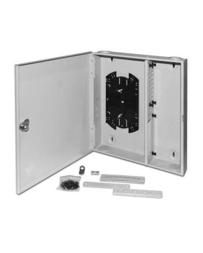 Бокс оптический универсальный настенный, от 8 до 32 портов (SC, duplex LC, ST, FC) Hyperline FO-WBX-4xSLT-W140H42-32UN-GY в Октябрьском Кросс оптический Pintop.ru