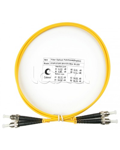 Шнур оптический duplex ST-ST 9/125 sm 1м LSZH Cabeus FOP(d)-9-ST-ST-1m в Октябрьском Патч-корды оптические Pintop.ru