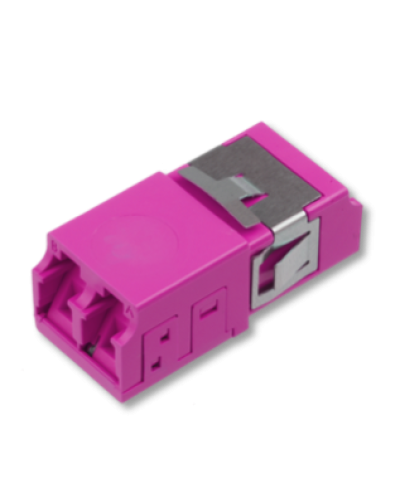 Оптический адаптер OM4, дуплекс LC, без фланцев, со шторками, пурпурный Eurolan (36A-40-2L-11MG) в Октябрьском Проходные адаптеры и розетки оптические Pintop.ru