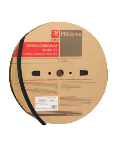 Трубка термоусаживаемая ТУТ 6/3 черная (100м) EKF (tut-6-b) в Октябрьском Аксессуары для кабель-канала Pintop.ru