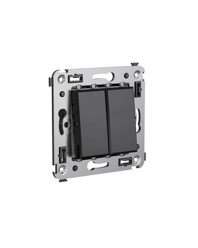 Выключатель двухклавишный в стену, Avanti, Черный квадрат DKC 4402104 в Октябрьском Аксессуары для стоек и шкафов Pintop.ru