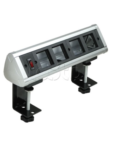 Блок настольный с выключателем нагрузки на 4 модуля (45х45мм) на струбцинах (алюминий) Экопласт 70314 в Октябрьском Аксессуары для кабель-канала Pintop.ru