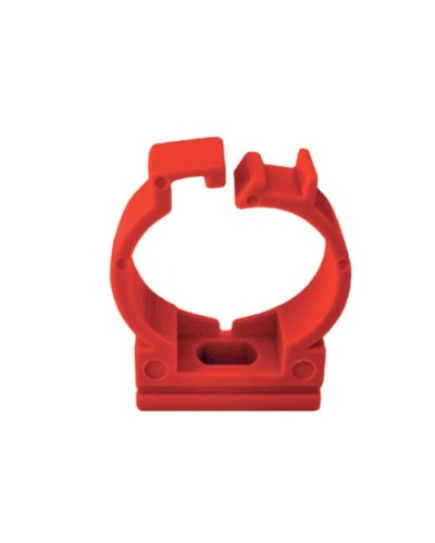 Держатель с защелкой для труб D25мм, АБС, цвет красный Экопласт (49625-50) в Октябрьском Держатели, клипсы, скобы Pintop.ru