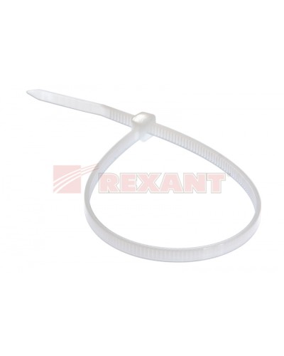 Хомут-стяжка нейлоновый 3х200 мм белый (100шт/уп) REXANT 07-0200-4 в Октябрьском Стяжки-хомуты Pintop.ru