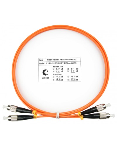 Шнур оптический duplex FC-FC 62,5/125 mm 1м LSZH Cabeus FOP-62-FC-FC-1m в Октябрьском Патч-корды оптические Pintop.ru