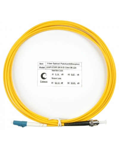 Шнур оптический simplex LC-ST 9/125 sm 3м LSZH Cabeus FOP(s)-9-LC-ST-3m в Октябрьском Патч-корды оптические Pintop.ru