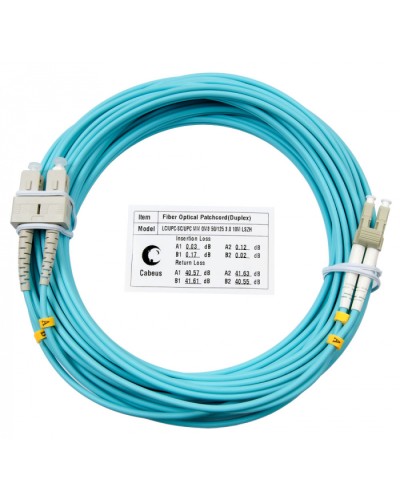 Шнур оптический duplex LC-SC 50/125 mm OM3 20м LSZH Cabeus FOP-50-LC-SC-20m в Октябрьском Патч-корды и пигтейлы Pintop.ru