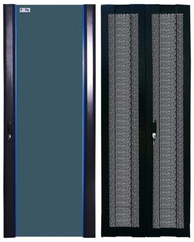 Комплект дверей 42U, 600 мм, черный, передняя - стекло, задняя - распашная перфорированна TWT TWT-CBB-DR42-6x-S-GP в Октябрьском Аксессуары для стоек и шкафов Pintop.ru