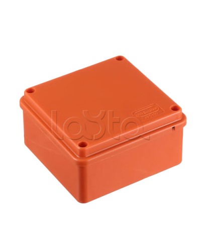 JBS100 Коробка огн. E110, о/п 100х100х55мм, с гладкими стенками, без галогена, IP56, 4P, (2,5-16 мм2), цвет оранж. Экопласт (42327HF) в Октябрьском Коробки (ОКЛ) Экопласт Pintop.ru