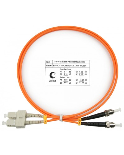 Шнур оптический duplex SC-ST 62,5/125 MM 1 м LSZH Cabeus FOP-62-SC-ST-1M в Октябрьском Патч-корды оптические Pintop.ru