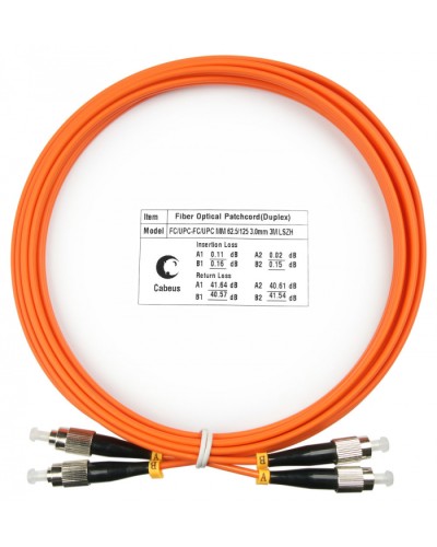 Шнур оптический duplex FC-FC 62,5/125 mm 3м LSZH Cabeus FOP-62-FC-FC-3m в Октябрьском Патч-корды оптические Pintop.ru