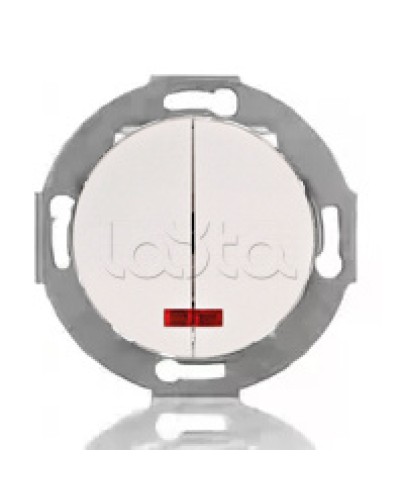 Выключатель двухклавишный Экопласт (схема 5L) с индикатором 10 A, 250 B (белый) Vintage в Октябрьском Розетки компьютерные и телефонные Pintop.ru