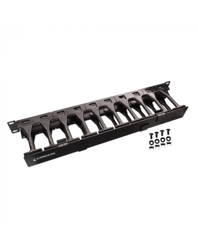 Кабельный органайзер 19 c пластиковыми пальцами глубиной 106 мм и крышкой, 2U LANMASTER (LAN-ORG-PF/S-2U) в Октябрьском Кабельные органайзеры Pintop.ru