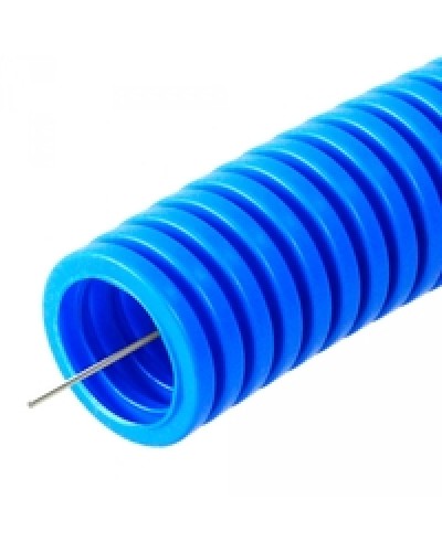 Труба гофрированная ПП тяжёлая 750 Н не распространяющая горение с/з синяя д32 (25м/1375м/ уп/пал) Промрукав PR02.0082 в Октябрьском Труба гофрированная Pintop.ru