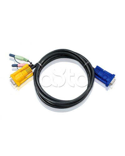 КВМ-кабель с интерфейсами передачи звука, VGA (5м) ATEN 2L-5205A в Октябрьском Видеоусилители, Модуляторы, Делители Pintop.ru