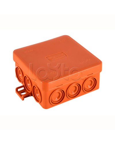 JBL085 Коробка огн. E110, о/п 85х85х38мм, без галогена, 12 вых., IP55, 3P, (0,15-6,0 мм2), цвет оранж. Экопласт (43775HF) в Октябрьском Коробки (ОКЛ) Экопласт Pintop.ru