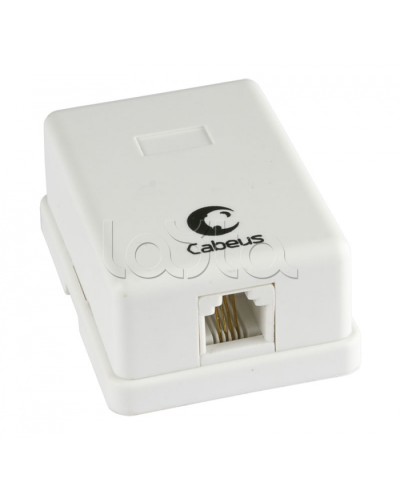 Розетка телефонная RJ-12(6P4C), одинарная, внешняя, белая Cabeus WS-6P4C-TEL-1 в Октябрьском Розетки компьютерные и телефонные Pintop.ru