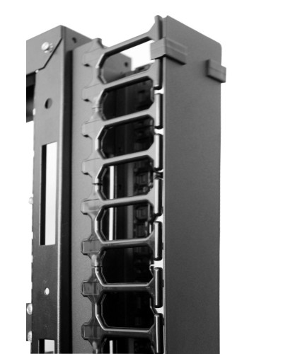 Вертикальный кабельный органайзер с пласт. пальцами для шкафов ШТК-СП-42.6.x, 2 компл ЦМО (ВКО-П-20/42U-9005) в Октябрьском Кабельные органайзеры Pintop.ru