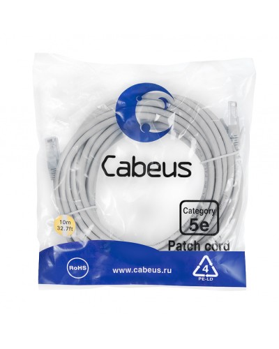 Шнур коммутационный Cabeus PC-UTP-RJ45-Cat.5e-10m в Октябрьском Патчкорды (медные) Pintop.ru