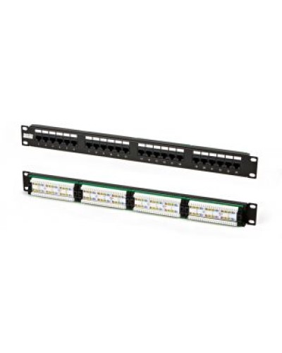 Патч-панель высокой плотности 19, 0.5U, 24 порта RJ-45, категория 5e, Dual IDC Hyperline PPHD-19-24-8P8C-C5e-110D в Октябрьском Патч панель Pintop.ru