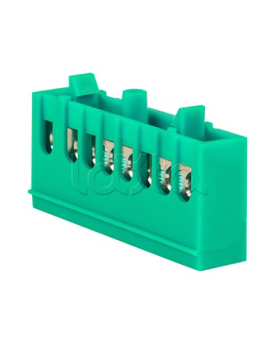 Шина 0 PE (6х9мм) 8 отверстий латунь зеленый изолированный корпус на DIN-рейку EKF PROxima (sn0-63-8-ig) в Октябрьском Аксессуары для стоек и шкафов Pintop.ru