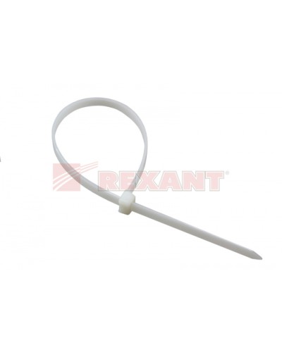 Хомут-стяжка нейлоновый 3х150 мм белый (100шт/уп) REXANT 07-0150 в Октябрьском Стяжки-хомуты Pintop.ru