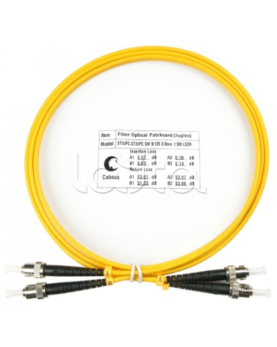 Шнур оптический duplex ST-ST 9/125 sm 1,5м LSZH Cabeus FOP(d)-9-ST-ST-1,5m в Октябрьском Патч-корды оптические Pintop.ru