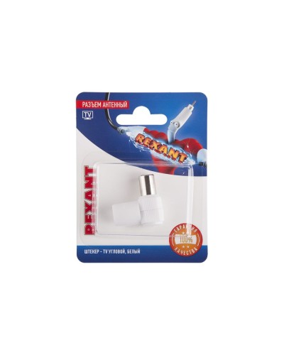 Разъем антенный, штекер TV угловой, RG-6, белый, 1 шт, REXANT 06-0014-A в Октябрьском Коннекторы и разъемы Pintop.ru