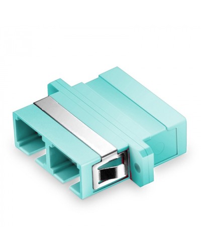 Оптический адаптер, OM3, дуплекс SC, с фланцами, бирюзовый Eurolan (36A-30-2S-02AQ) в Октябрьском Проходные адаптеры и розетки оптические Pintop.ru