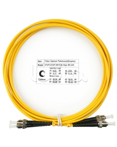 Шнур оптический duplex ST-ST 9/125 sm 3м LSZH Cabeus FOP(d)-9-ST-ST-3m в Октябрьском Патч-корды оптические Pintop.ru