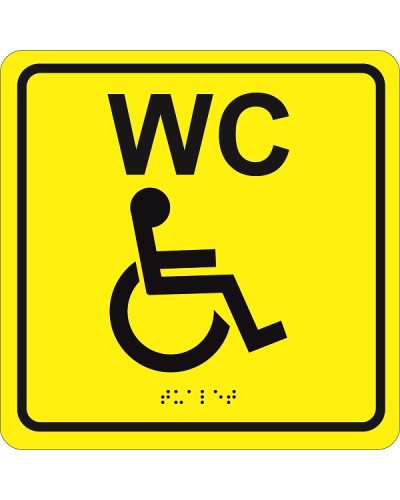 Табличка тактильная Hostcall MP-010Y3Туалет для инвалидов (200x200мм) желтый в Октябрьском Система оповещения и трансляции Hostcall Pintop.ru