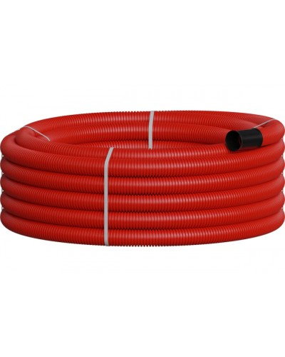 NR075 Двустенная труб.а ПНД гибкая, тип 450, SN18, с зондом, D75мм (20м) цвет красный Экопласт 801075-20 в Октябрьском Гладкая труба Pintop.ru