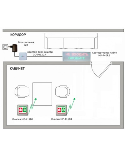 Радиокомплект светового и звукового вызова Hostcall MP-911W2 в Октябрьском Система оповещения и трансляции Hostcall Pintop.ru