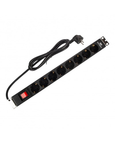 Блок распределения 19 (PDU) с выключателем на 16А, 8 разъемов SHUKO, шнур питания 1,8 м, черныйDatarex DR-432121 в Октябрьском Блоки розеток Pintop.ru