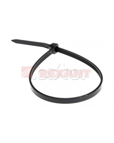 Хомут-стяжка нейлоновый 5х350 мм чёрный (100шт/уп) REXANT 07-0351 в Октябрьском Стяжки-хомуты Pintop.ru