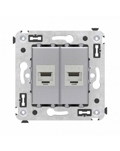 Компьютерная розетка RJ-45 в стену, кат.6 двойная экранированная, Avanti, Закаленная сталь DKC (4404794) в Октябрьском Розетки компьютерные и телефонные Pintop.ru