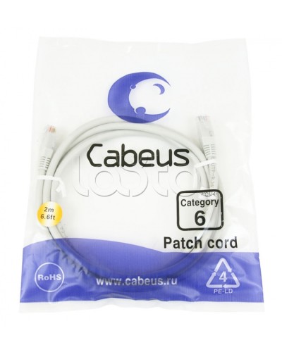 Шнур коммутационный 2xRJ-45/8P8C U/UTP кат.6 (1.5 м) Cabeus PC-UTP-RJ45-Cat.6-1.5m в Октябрьском Патчкорды (медные) Pintop.ru