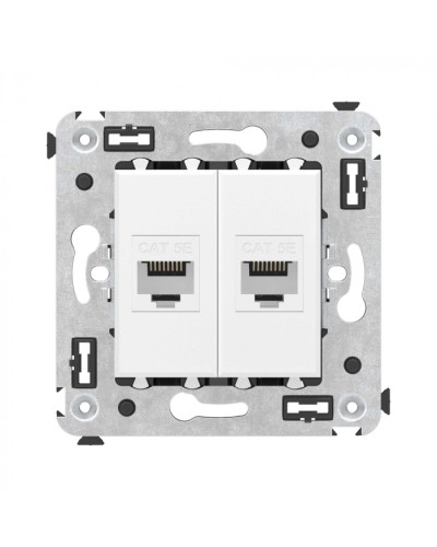 Компьютерная розетка RJ-45 без шторки в стену, кат.5е двойная, Avanti, Белое облако DKC 4400664 в Октябрьском Розетки компьютерные и телефонные Pintop.ru