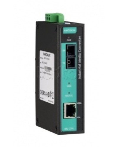 Медиаконвертер Ethernet 10/100BaseTX в 100BaseFX (SC) с расширенным диапазоном температур Moxa IMC-21A-S-SC-T в Октябрьском Медиаконвертеры Pintop.ru