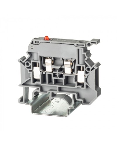 Клемма для предохранителя , винтовой зажим, 2 точки подключения, 4 кв.мм, серая DKC TUR-4-HESILED250 в Октябрьском Клеммные колодки Pintop.ru