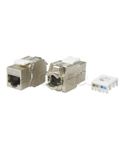 Вставка Keystone Jack RJ-45(8P8C) Hyperline KJ8-8P8C-C5e-180-TLS-SH-F-WH в Октябрьском Модули Keystone Pintop.ru