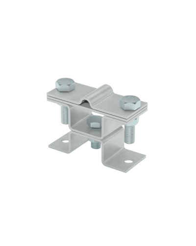Универсальный держатель на мостовой опоре двойной для прутка Ø 5-8 мм и полосы до 40 мм с 2 пластинами КМ-профиль (XUDMO2-D5-8-B40) в Октябрьском Аксессуары для лотков Pintop.ru