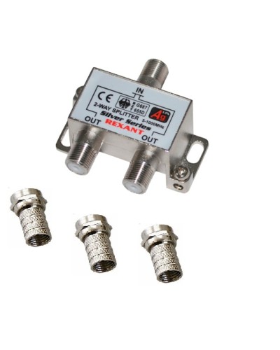 Делитель телевизионный ТВх2 + 3шт. F BOX 5-1000 МГц Silver (10шт/уп) REXANT 05-6101 в Октябрьском Системы видеонаблюдения Pintop.ru