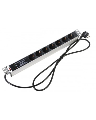 Блок розеток 1U, 7 розеток Schuko Rem R-16-7S-FI-440-3 в Октябрьском Блоки розеток Pintop.ru