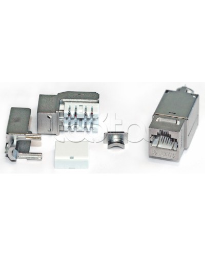 Вставка Keystone Jack RJ-45(8P8C), категория 6A, экранированная, 110 IDC, заделка с помощью NE-TOOL, белая Hyperline KJNE-8P8C-C6A-90-SH-F-WH в Октябрьском Модули Keystone Pintop.ru