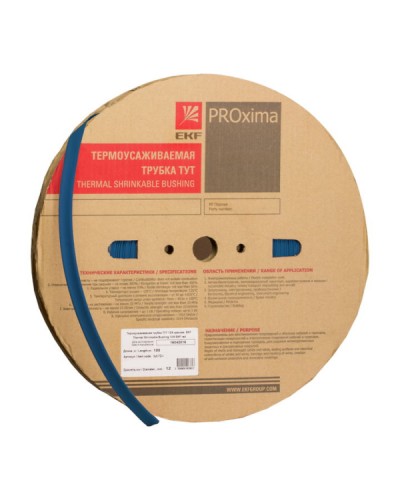 Термоусаживаемая трубка ТУТ нг 12/6 синяя рулон EKF PROxima (tut-12-g) в Октябрьском Аксессуары для кабель-канала Pintop.ru
